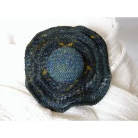 Harris Tweed Three Layer Brooch - Green & Gold