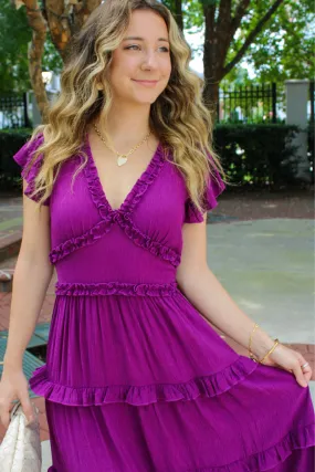 Hey Darling Midi Dress In Deep Berry