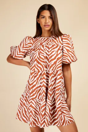 Little Mistress Zebra Print Mini Smock Dress