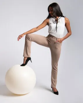 Straight-Leg | 7-Pocket Dress Pant Yoga Pants (Khaki Twill)